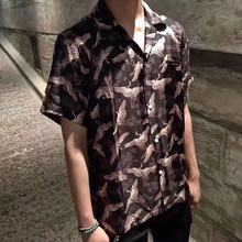 Vicxx 正确版本 Amiri 仙鹤古巴领丝绸衬衫 高街 东瀛风 INS同款