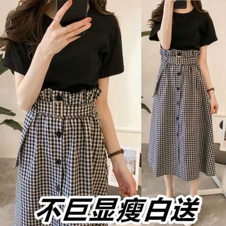 胖仙女2018新款夏大码女装套装胖mm半身裙两件套显瘦宽松韩版微胖商品大图