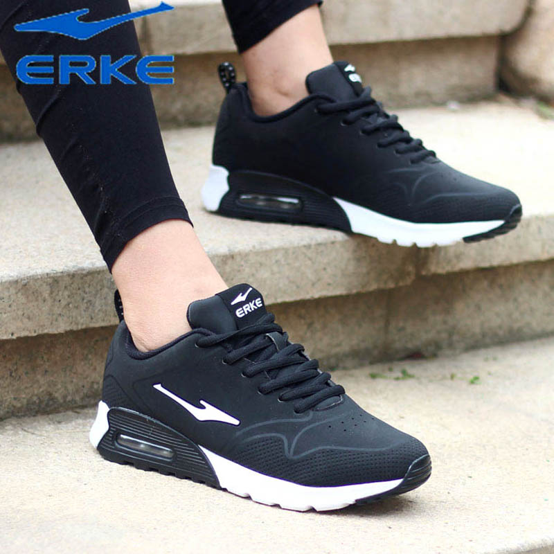 ERKE Men's Shoes Waterproof Autumn Winter Leather 2019 New Air Cushion Running Shoes Black Sneakers Genuine Men's Shoes