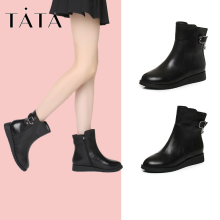 TATA/他她冬商场同款饰扣坡跟女休闲靴2N952DD7