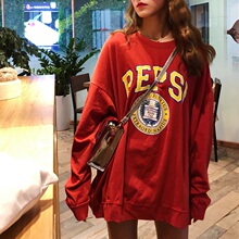 秋装女装韩版新款宽松百搭中长款长袖t恤女学生卫衣hiphop上衣潮图片