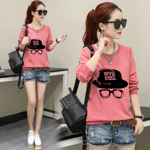 2019新款丅恤女装打底衫初中高中学生长袖t恤大童女孩小衫女上衣