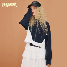 妖精的口袋原宿长袖女上衣秋装2018新款通勤休闲韩版宽松短外套图片