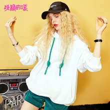 妖精的口袋旗舰店 秋装2018新款连帽韩版宽松休闲系带酷卫衣女 潮图片