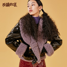妖精的口袋皮草女中长款外套欧货秋装2018新款时尚长袖短款上衣图片