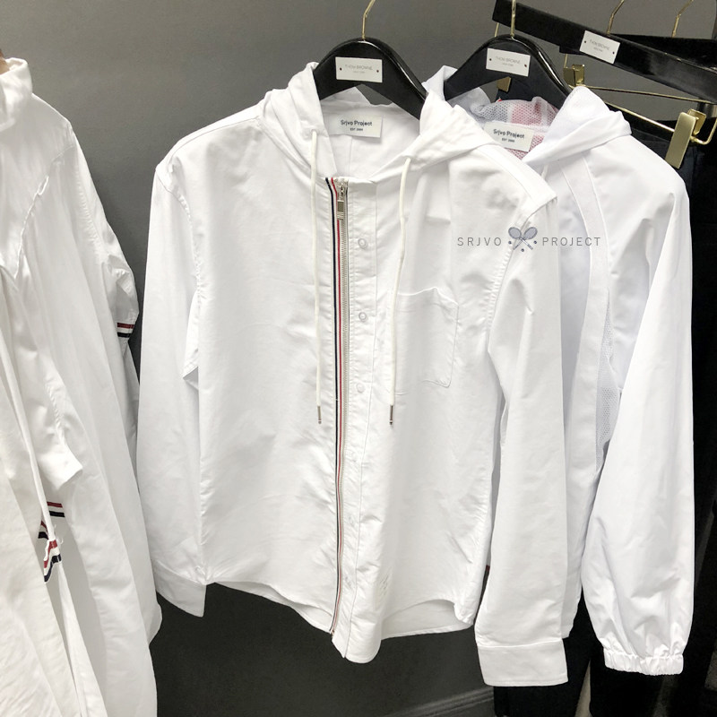 2019春夏新款 TB拉链装饰连帽男女牛津纺休闲衬衣衬衫优惠券