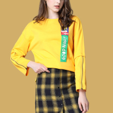 ZIMMUR2018秋冬新款黄色宽松休闲上衣女图片