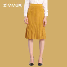 ZIMMUR18年秋装新品松紧腰气质优雅修身显瘦简约通勤时尚针织半裙图片