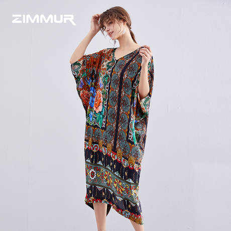 ZIMMUR19夏季女装新款优雅高端碎花舒适透气桑蚕丝真丝连衣裙商品大图