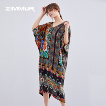 ZIMMUR19夏季女装新款优雅高端碎花舒适透气桑蚕丝真丝连衣裙图片