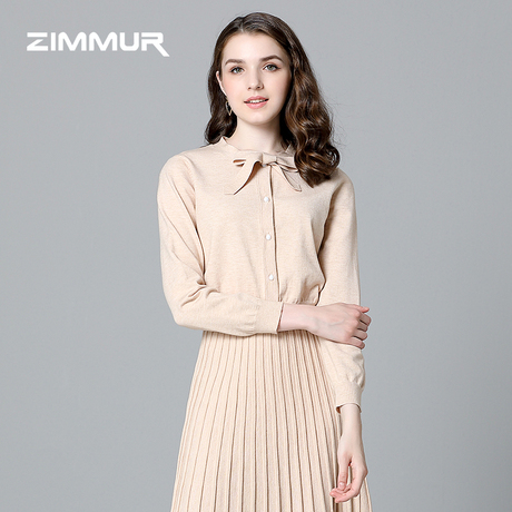 ZIMMUR秋冬新款2018针织开衫空调衫薄外套长袖宽松纯色打底衫上衣商品大图