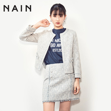 nain韩版2018春新款小香风ol粗花呢短款外套女装女式西装ulzzang图片
