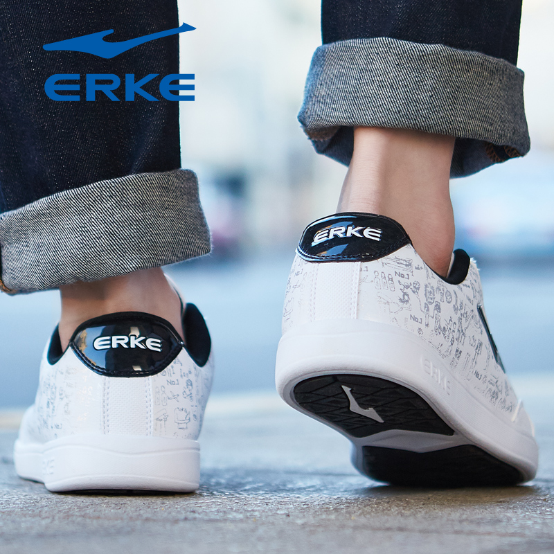 ERKE 2019 New Men's Shoes Spring Sports Shoes Small White Shoes Skate shoe Men's Casual Versatile Skateboarding Shoes