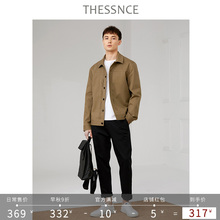 THESSNCE卡其色简约宽松廓形工装黑色牛仔夹克外套韩版男潮流春秋