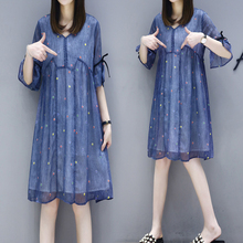 加肥大码女装连衣裙夏装韩版新款胖妹妹圆点宽松显瘦遮肚子200斤图片