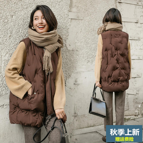 羽绒棉马甲女中长款秋冬外套2018新款韩版宽松坎肩冬天女装上衣潮商品大图