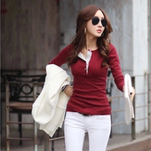 亚马逊速卖通拼接打底衫修身显瘦长袖t恤dresses ladies T-shirt