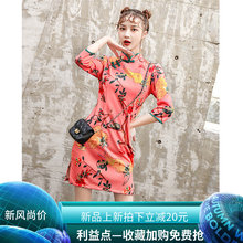 新式旗袍2019年轻款少女中国风复古日常改良版中袖时尚现代连衣裙