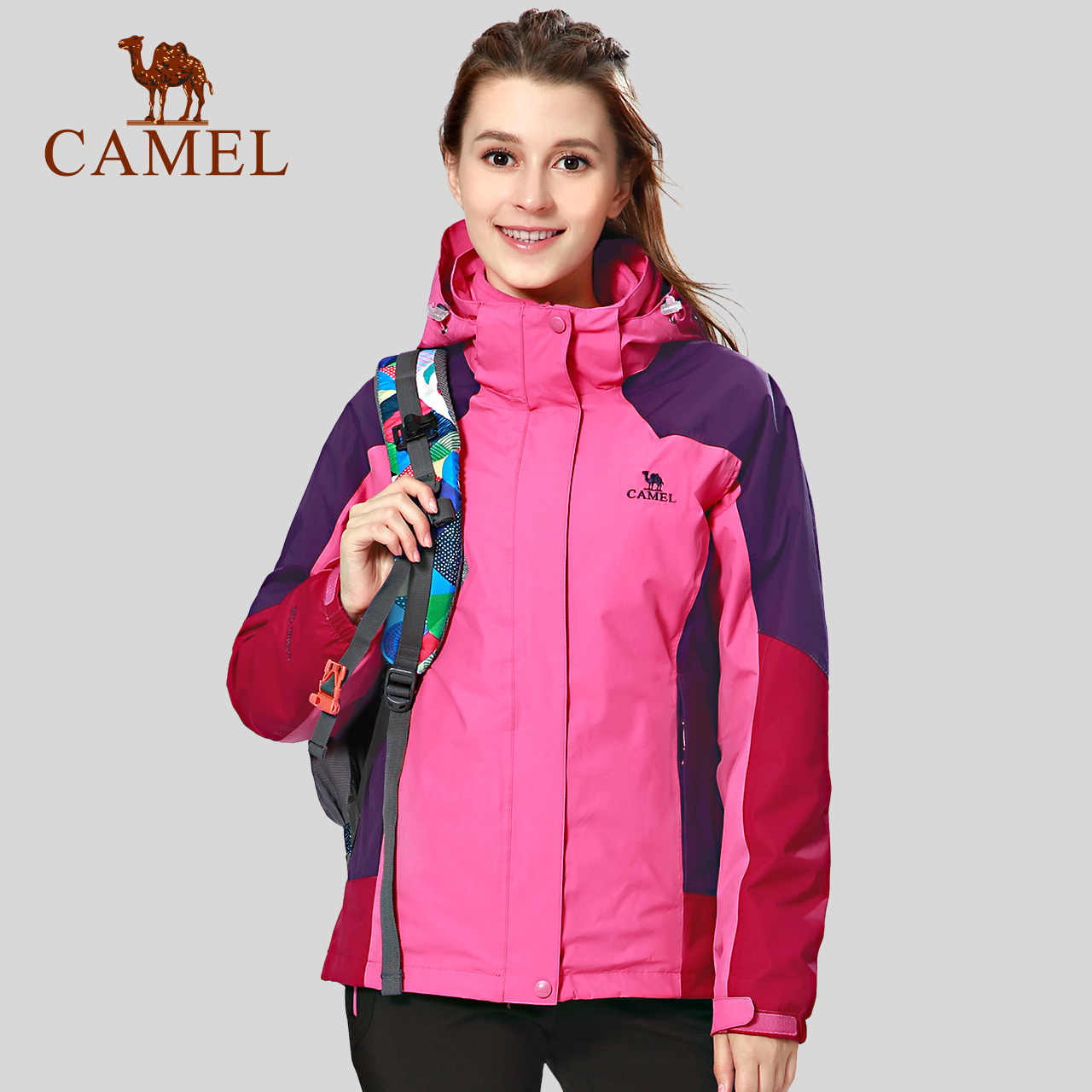 Camel Outdoor 2018 Winter and Autumn New Charge Coat Warm Women's 3-in-1 One Piece Warm fleece jacket