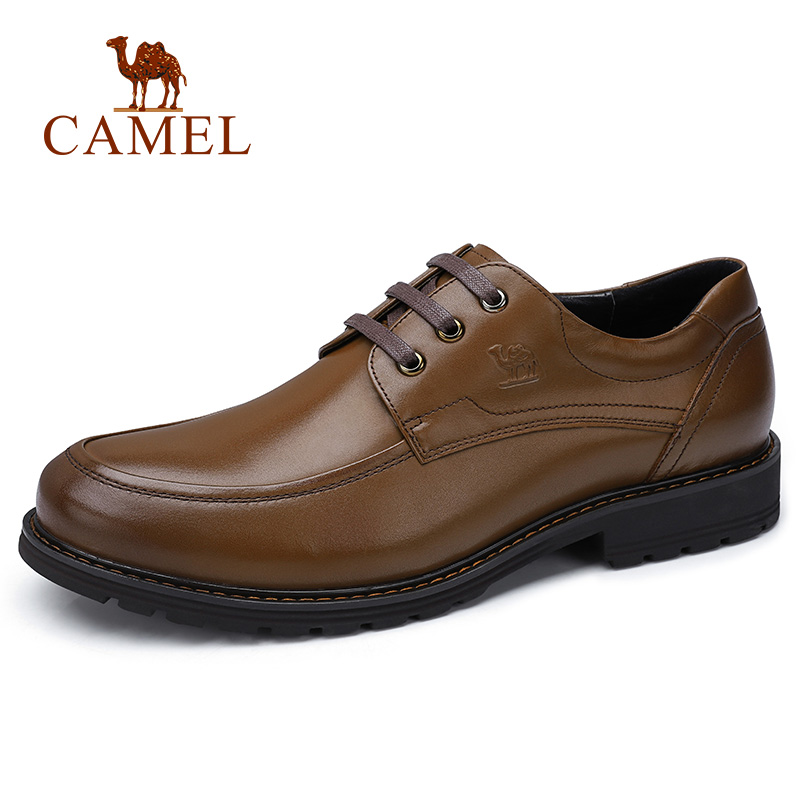 Camel Men's Shoes Autumn 2018 New Men's Business Dress Leather Shoes Leather Office Derby shoe Shoes Lace up Leather Shoes