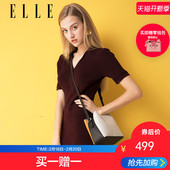 ELLE女包2018年秋冬新款 90142牛皮单肩斜跨包手提包简约时尚 小包