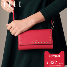 ELLE女包新款 牛皮单肩包80117铆钉包小方包纯色精致简约斜挎小包