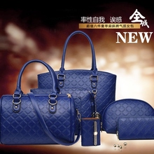子母包六件套潮母子包菱格纹手提包单肩斜挎大包 女包2016秋冬新款