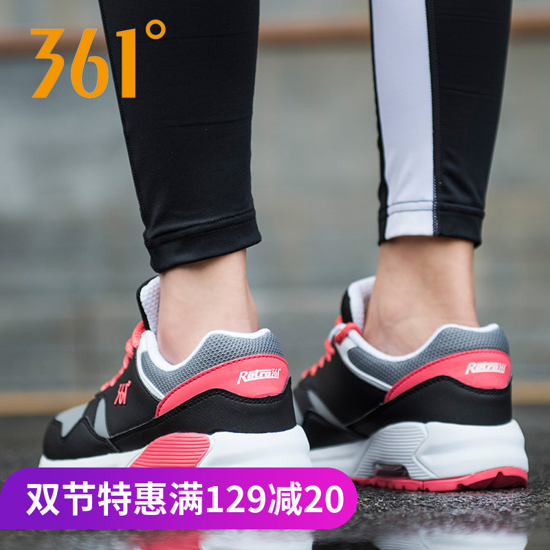 361 Sports Shoes for Women 2018 New Genuine Student Autumn Leather Korean Running Shoes 361 ° Breathable Padded Shoes for Women