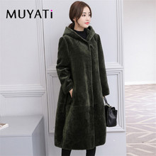 MUYATI秋冬新款韩版时尚女装皮毛一体中长款羊剪绒大衣外套女图片