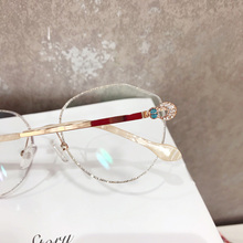 近视眼镜女钻石无框眼镜素颜大脸有度数眼镜架配成品眼镜 小红书款