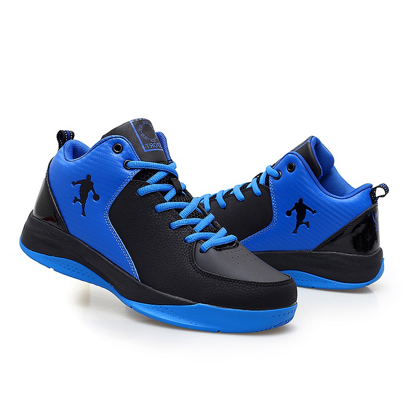 Enshneck Genuine Youth Student Fashion Sports Shoes Autumn Breathable Foot Protection Black and White Basketball Shoes Men's Blue