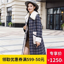 2018冬季海宁皮草大衣新款复合皮毛一体外套女中长款羊毛领女装图片