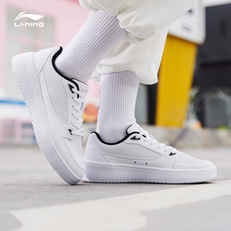 Li Ning Casual Shoes Women's Shoes 2019 New No Wave Lightweight Breathable Board Shoes Small White Shoes Sports Shoes AGCP116