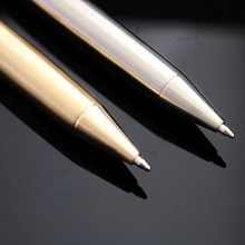 中性黄铜定制按动签字笔带笔夹金属圆柱纯铜笔不锈钢笔复古刻字