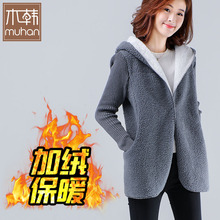 2018新款秋冬棉服韩版冬天加绒加厚羊羔毛外套女装中长款冬装棉袄图片