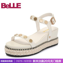 清仓特卖 S6W1DBL8O 百丽2018夏商场牛皮厚底女凉鞋