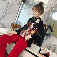 旗袍秋季2018新款女端庄大气套装唐装上衣中国风修身改良长袖旗袍图片