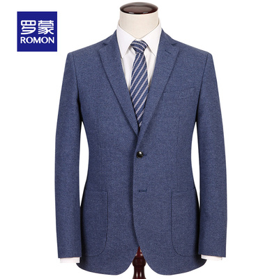 Romon/罗蒙男士秋季时尚羊毛西装中青年商务休闲礼服正装单西外套