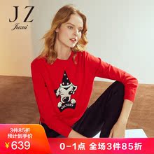 JUZUI/玖姿奥莱店2018冬装新款时尚动物针织羊毛衫套头毛衣女图片