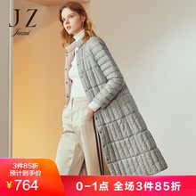 JUZUI/玖姿奥莱店2018冬装新款白鸭绒立领长款羽绒服女过膝图片