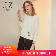 JUZUI/玖姿玖姿2018冬季贴布绣花羊毛混纺针织套头毛衫女图片