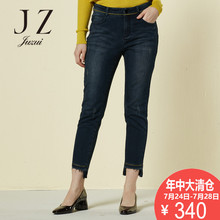 JUZUI/玖姿奥莱旗舰店2018冬装中腰直筒九分小脚裤纯色牛仔裤图片