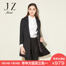 玖姿奥莱旗舰店店女装2018冬款时尚条纹翻领西装外套女图片