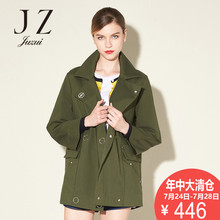 JUZUI/玖姿纯色外套秋冬装新款女长袖修身韩版风衣女图片