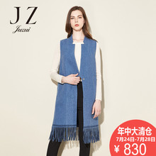 JUZUI/玖姿奥莱店新款女装2018冬新款街头中长一粒扣马夹图片
