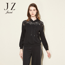 JUZUI/玖姿/旗舰店2018春装新款蕾丝上衣纯色气质性感小衫女图片