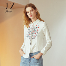 JUZUI/玖姿奥莱店2018秋季新款时尚气质绣花长袖白衬衫女上衣图片