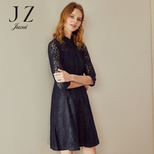 JUZUI/玖姿奥莱秋季蕾丝镂空衬衫中长款连衣裙女2018新款图片