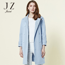 JUZUI/玖姿/春装2018新款纯色修身棉质风衣外套女图片