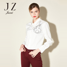 JUZUI/玖姿/旗舰店衬衫女装2017春季新款修身翻领长袖上衣女图片